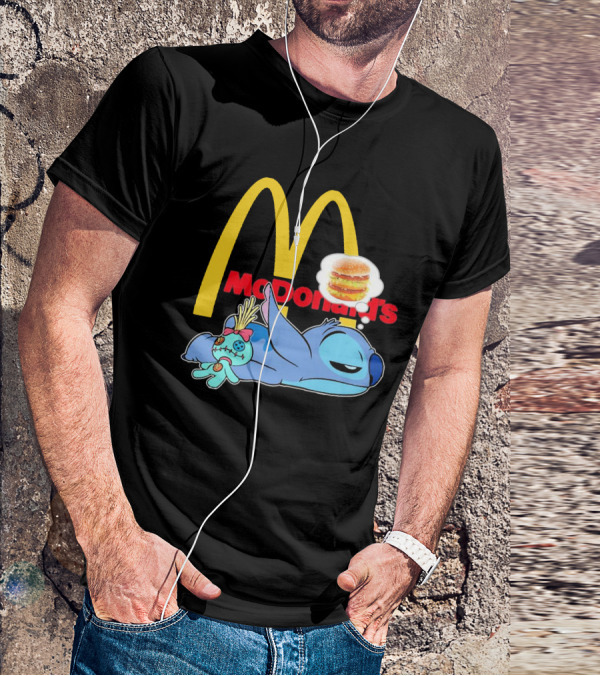 Stitch Sleeping Under McDonald's Golden Arches Dreaming Of Burger T-Shirt