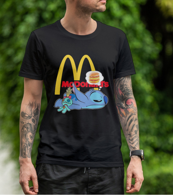 Stitch Sleeping Under McDonald's Golden Arches Dreaming Of Burger T-Shirt
