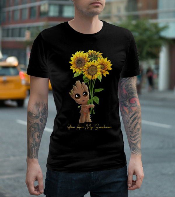 Baby Groot Holding Sunflowers You Are My Sunshine T-Shirt