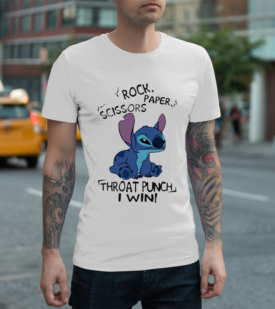 Stitch Rock Paper Scissors Throat Punch I Win T-Shirt