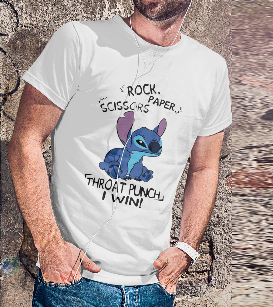 Stitch Rock Paper Scissors Throat Punch I Win T-Shirt