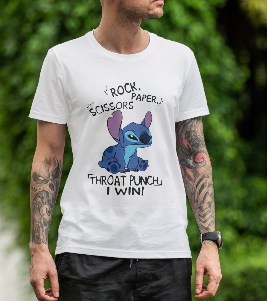 Stitch Rock Paper Scissors Throat Punch I Win T-Shirt
