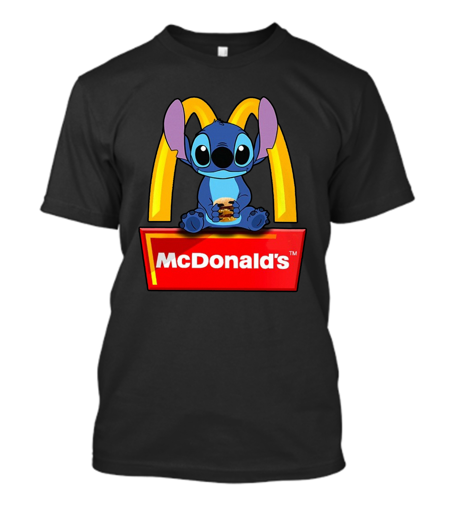 Baby Stitch Holding McDonald's Burger In Iconic T-Shirt