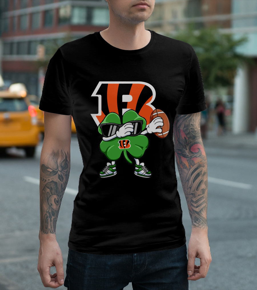 Cincinnati Bengals Football Clover with Sunglasses and Ball T-Shirt