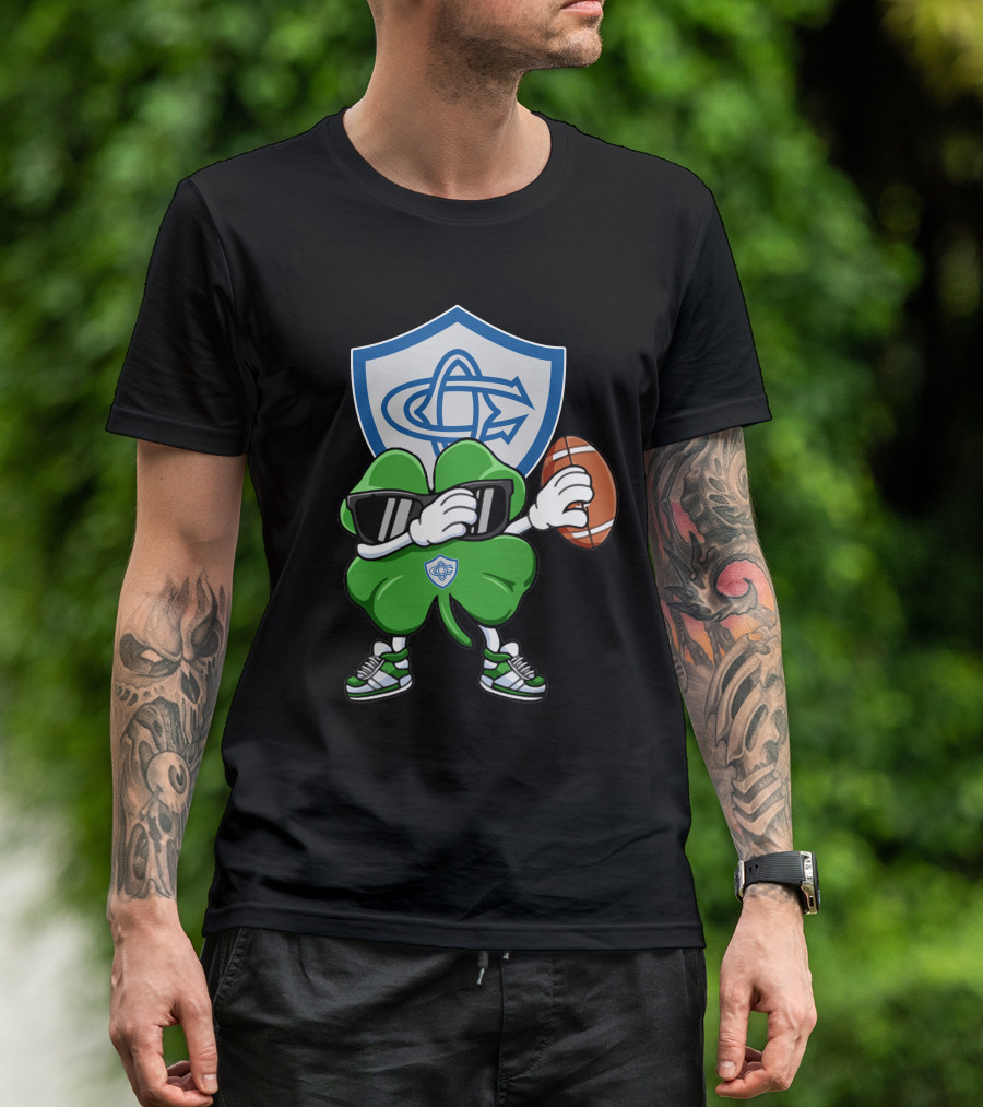 Castres Olympique Mascot Holding Football With Club Logo Shield T-Shirt