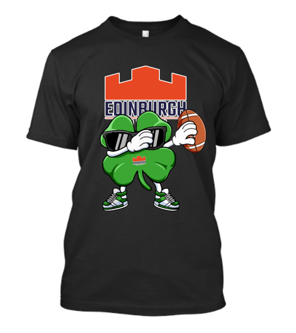 Edinburgh Rugby Clover Holding Rugby Ball With Sunglasses And Sneakers T-Shirt