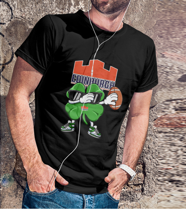 Edinburgh Rugby Clover Holding Rugby Ball With Sunglasses And Sneakers T-Shirt