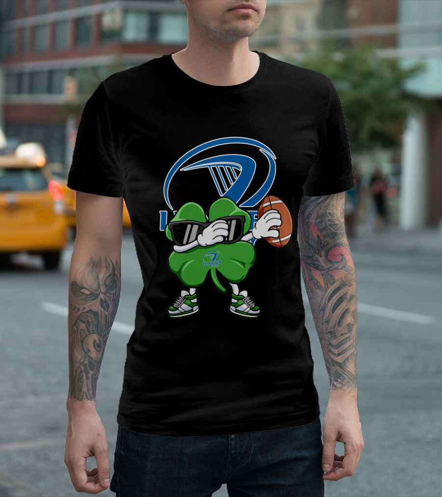 Leinster Rugby Shamrock Mascot Holding Rugby Ball T-Shirt