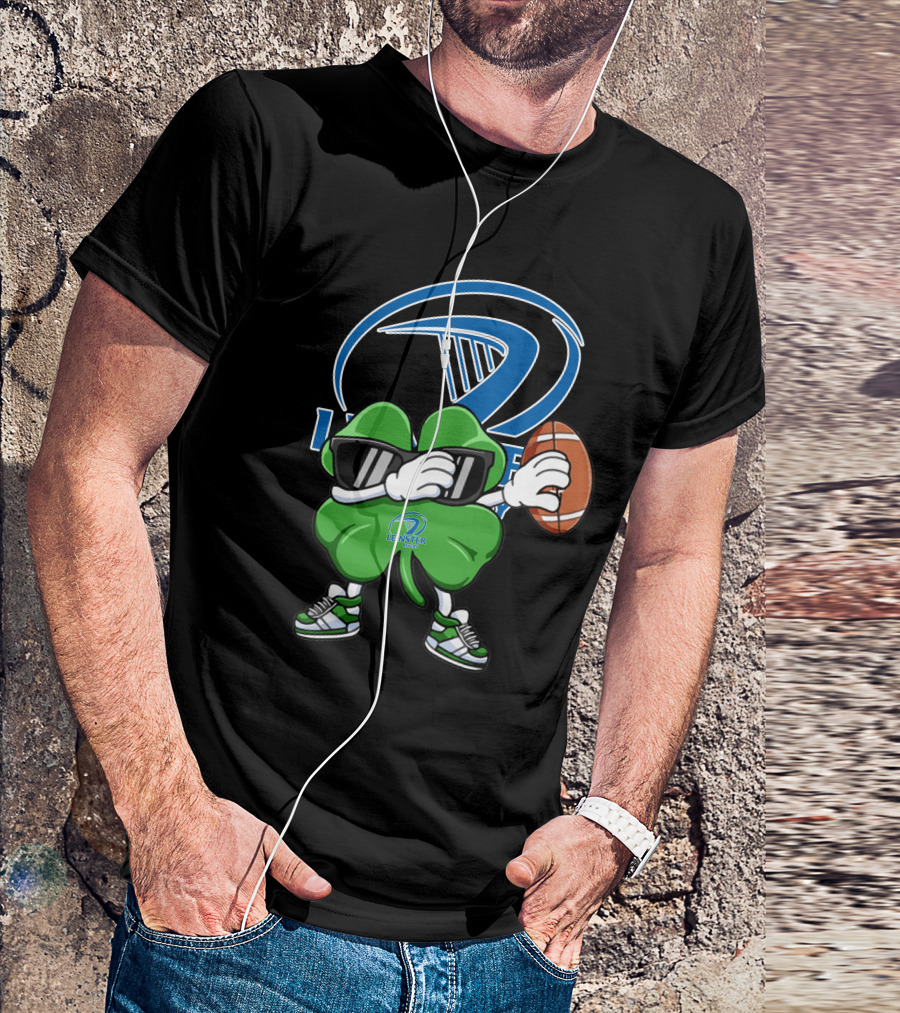 Leinster Rugby Shamrock Mascot Holding Rugby Ball T-Shirt