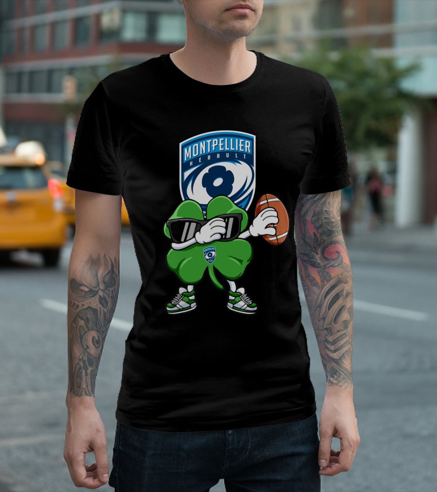 Montpellier Hérault Rugby Cool Clover Football Character T-Shirt