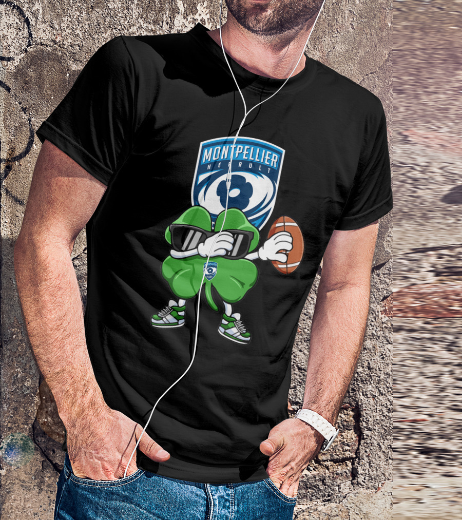 Montpellier Hérault Rugby Cool Clover Football Character T-Shirt
