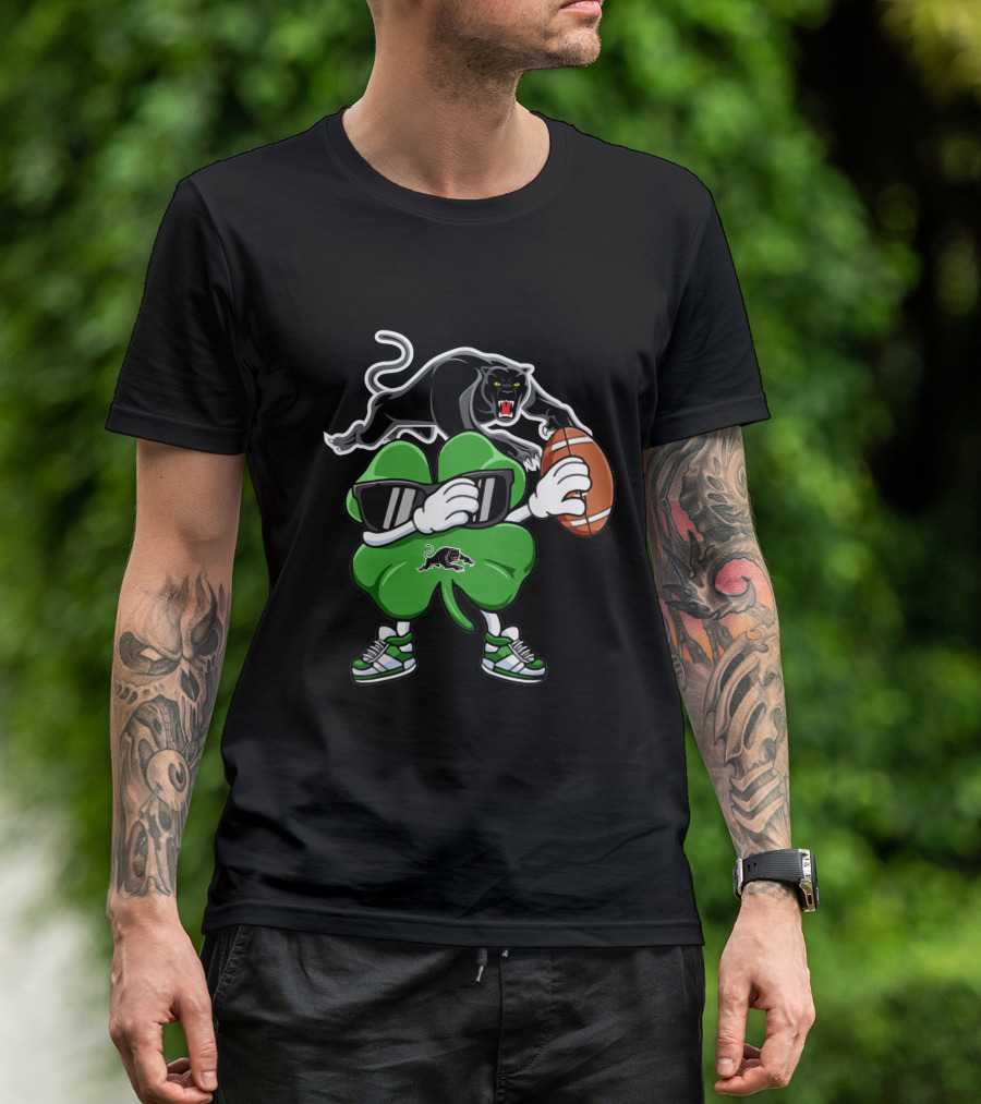 Penrith Panthers Football Clover Mascot With Shades And Sneaker T-Shirt