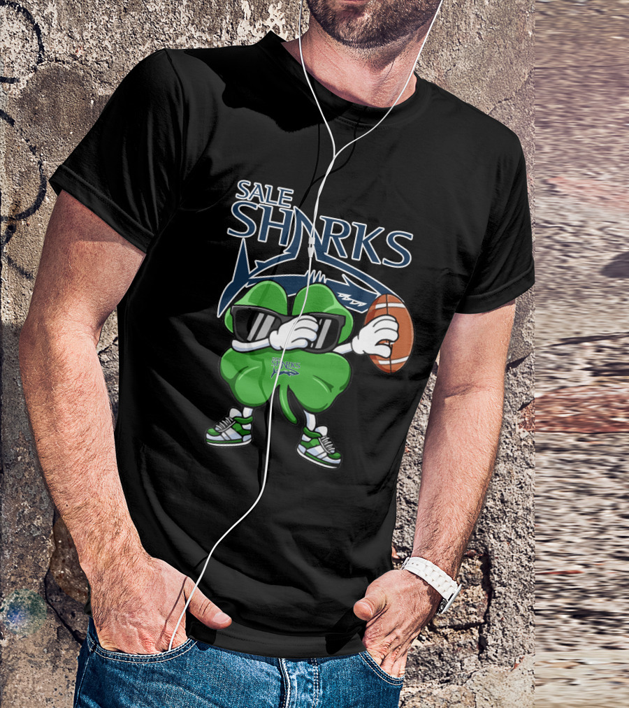 SALE SHARKS SHAMROCK FOOTBALL T-Shirt