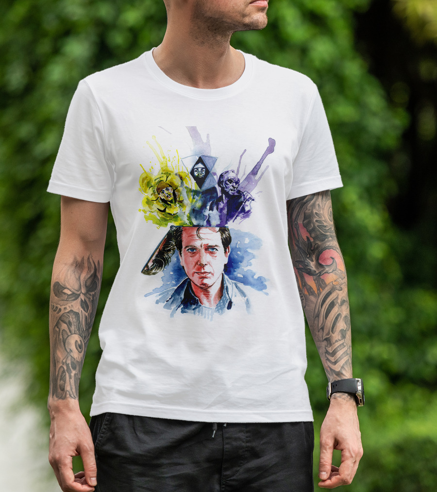 Peter Gabriel Watercolor Portrait With Surreal Artistic Elements T-Shirt