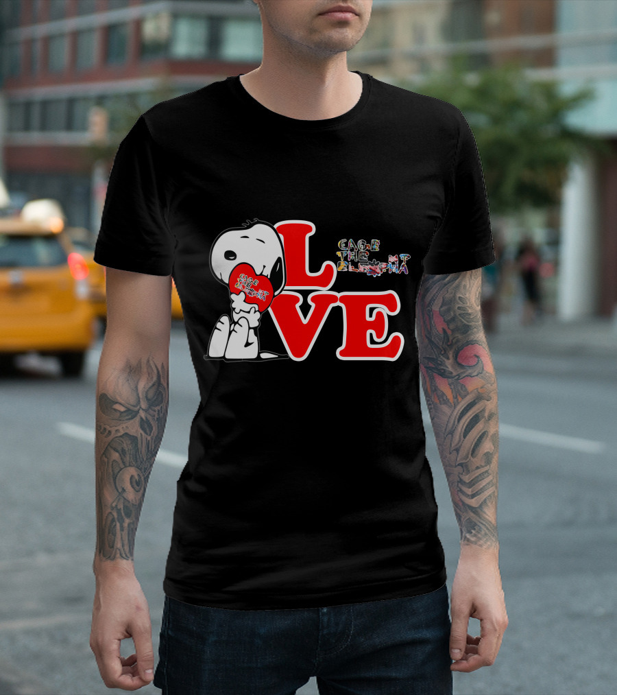 LOVE Snoopy with Cage The Elephant Heart T-Shirt