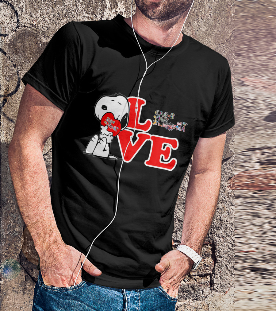LOVE Snoopy With Cage The Elephant Heart T-Shirt