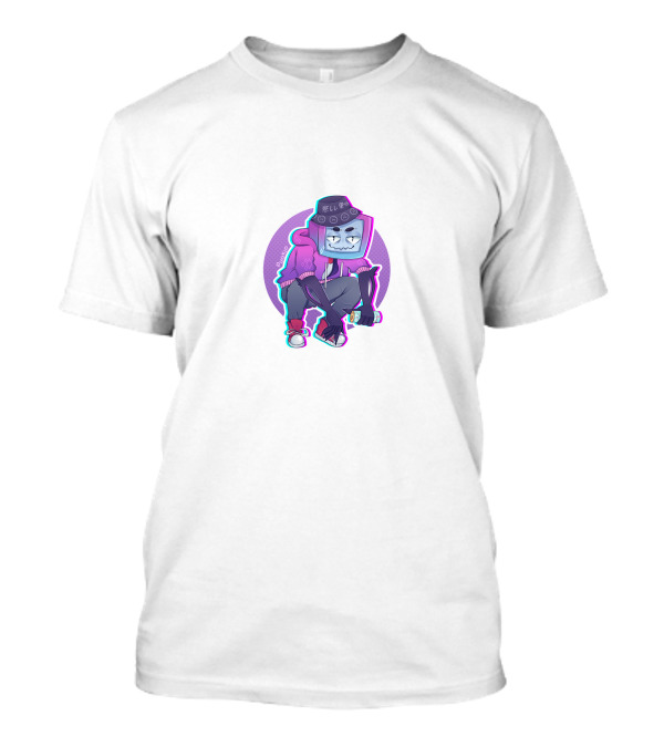 Pyrocynical TV Head Character With Purple Neon Aesthetic And Sneakers T-Shirt