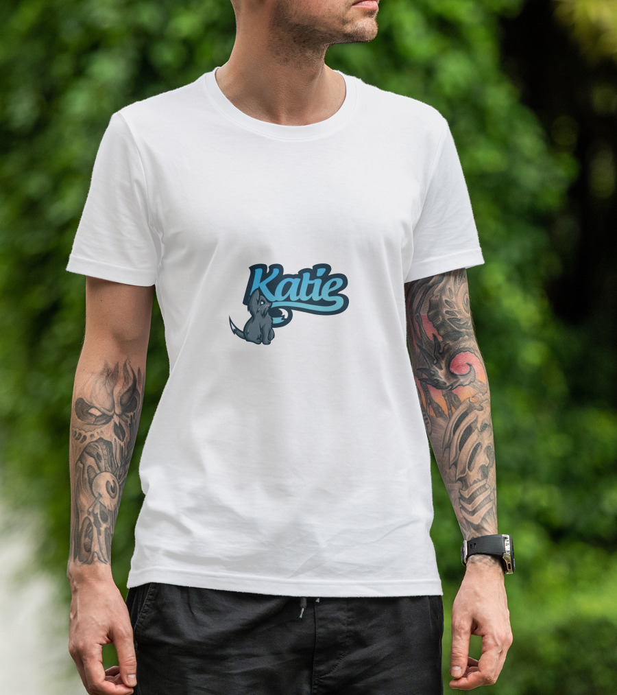 Katie Pup Blue Script T-Shirt