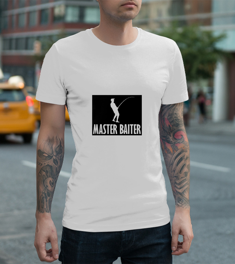Master Baiter Fishing Silhouette Joke T-Shirt