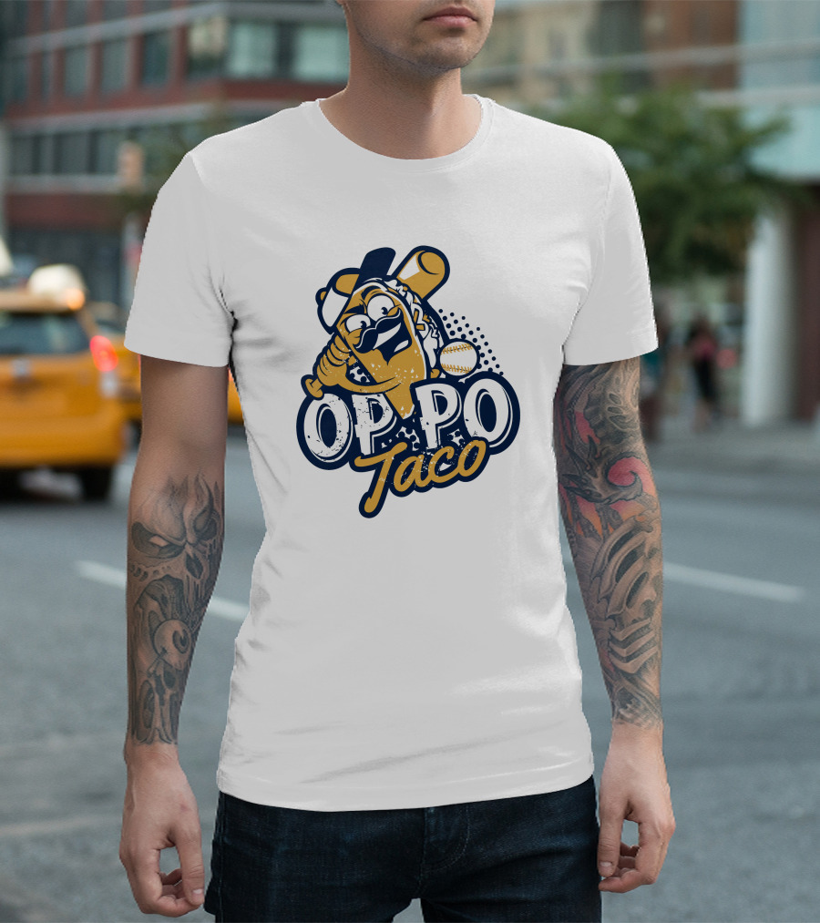 OPPO Taco Baseball Character with Bat and Ball T-Shirt