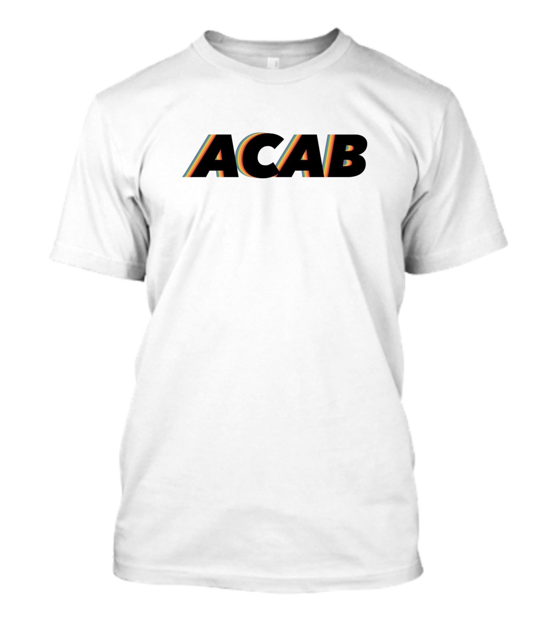 ACAB Text With Subtle Multicolor Outline T-Shirt