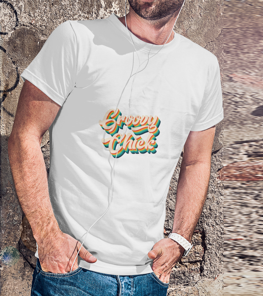 Groovy Chick Retro Multi-Color 3D Text T-Shirt