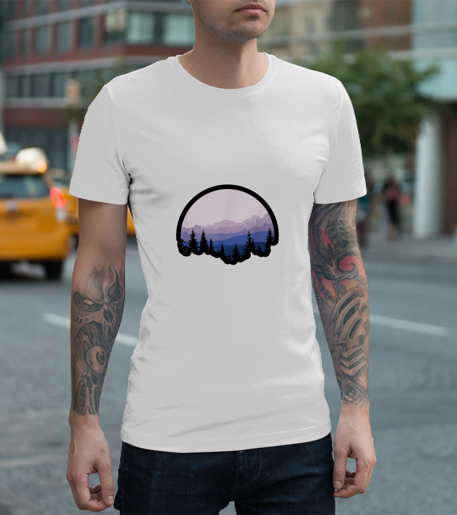 Mountain Strong Alpine Silhouette Forest Scene T-Shirt