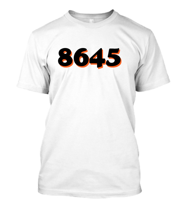 8645 Black And Orange Bold Numbers T-Shirt