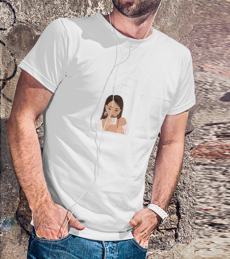 Tana Mongeau White Shirt Female Drinking Coffee T-Shirt