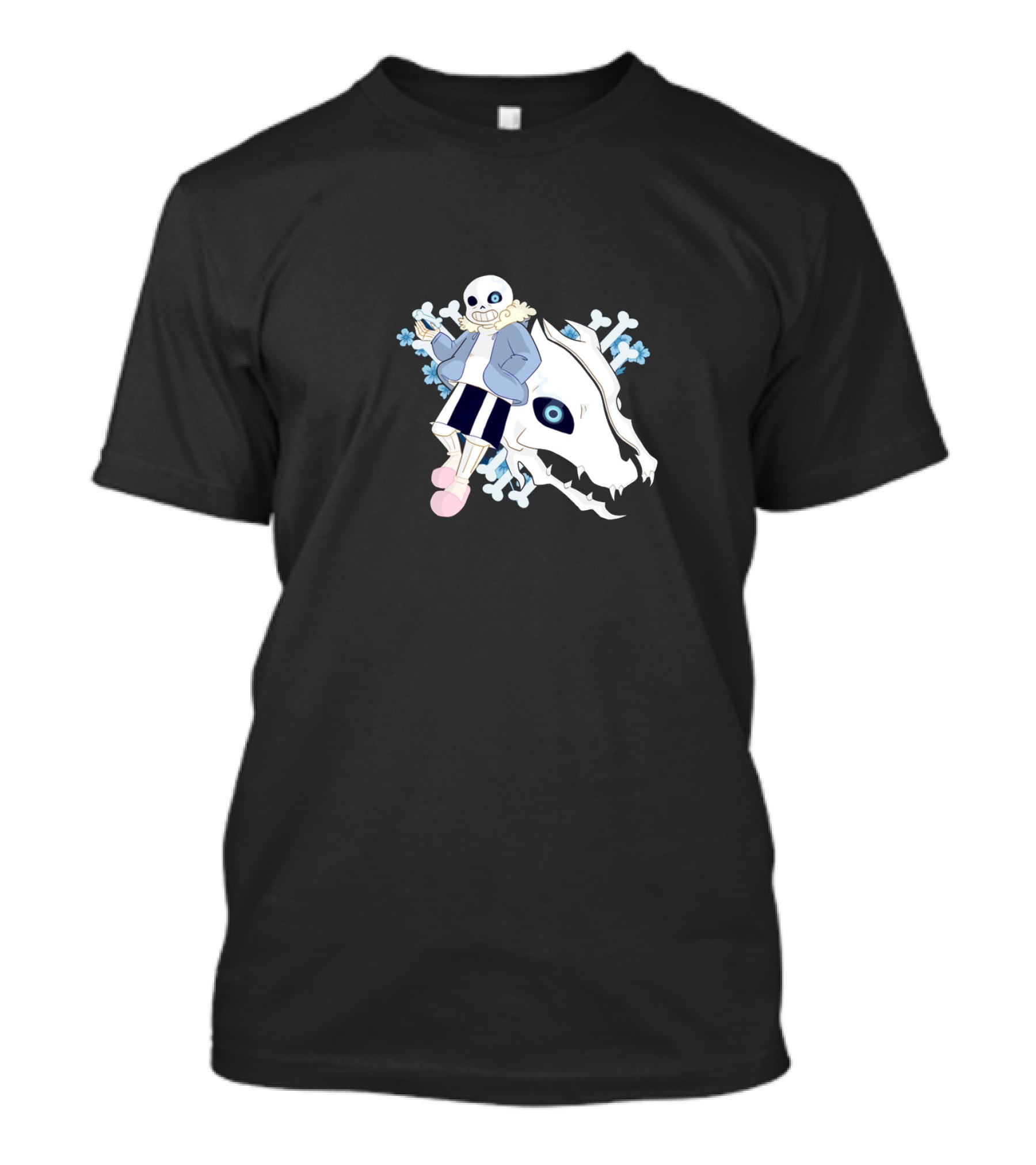 Undertale Sans With Gaster Blaster And Blue Bones T-Shirt