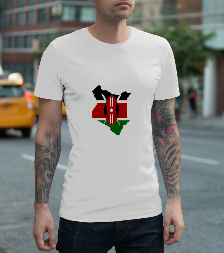 Kenya Flag Map Emblem Badge T-Shirt