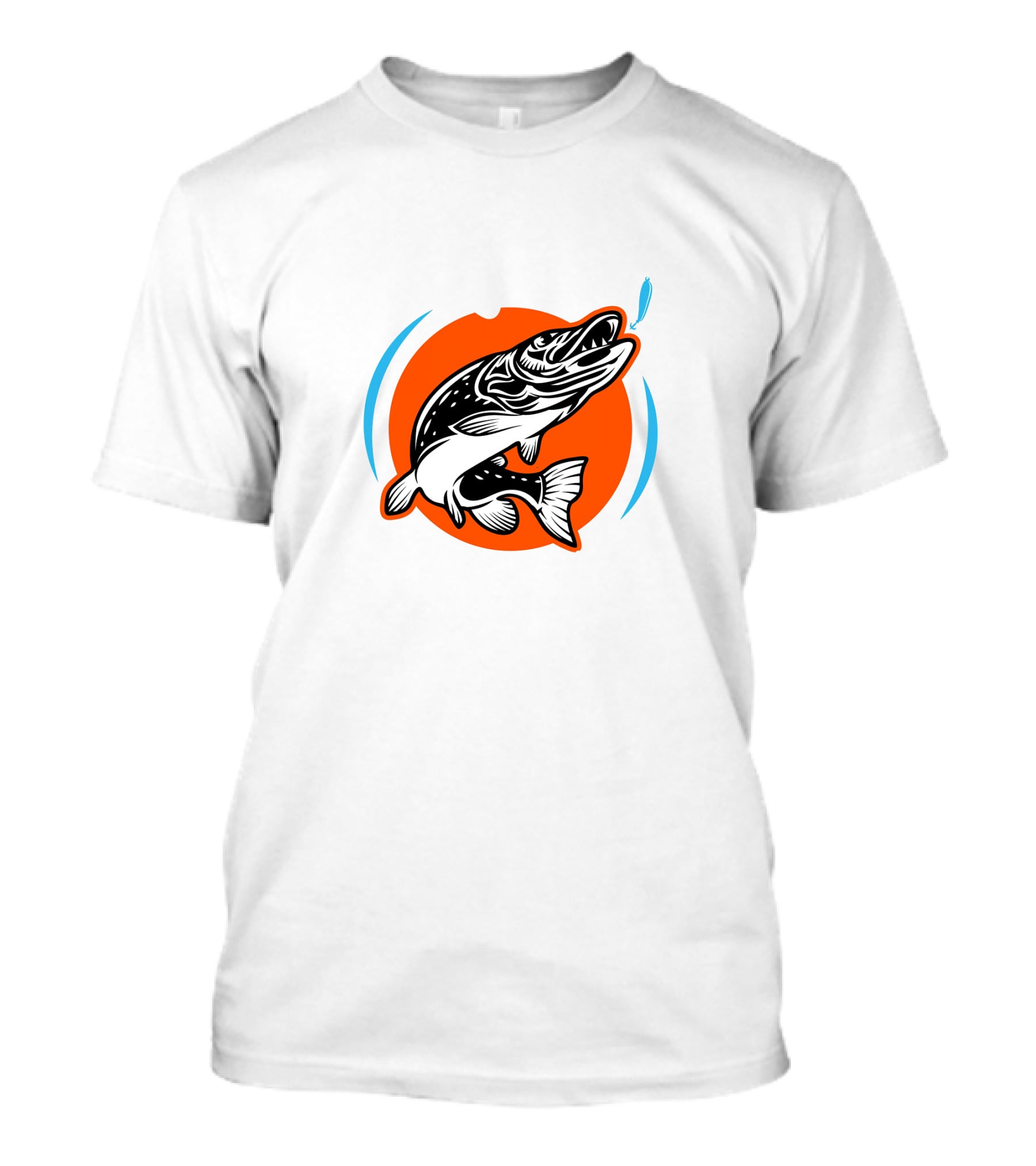 Amoskeag Lake Fish Graphic With Orange And Blue Accents T-Shirt