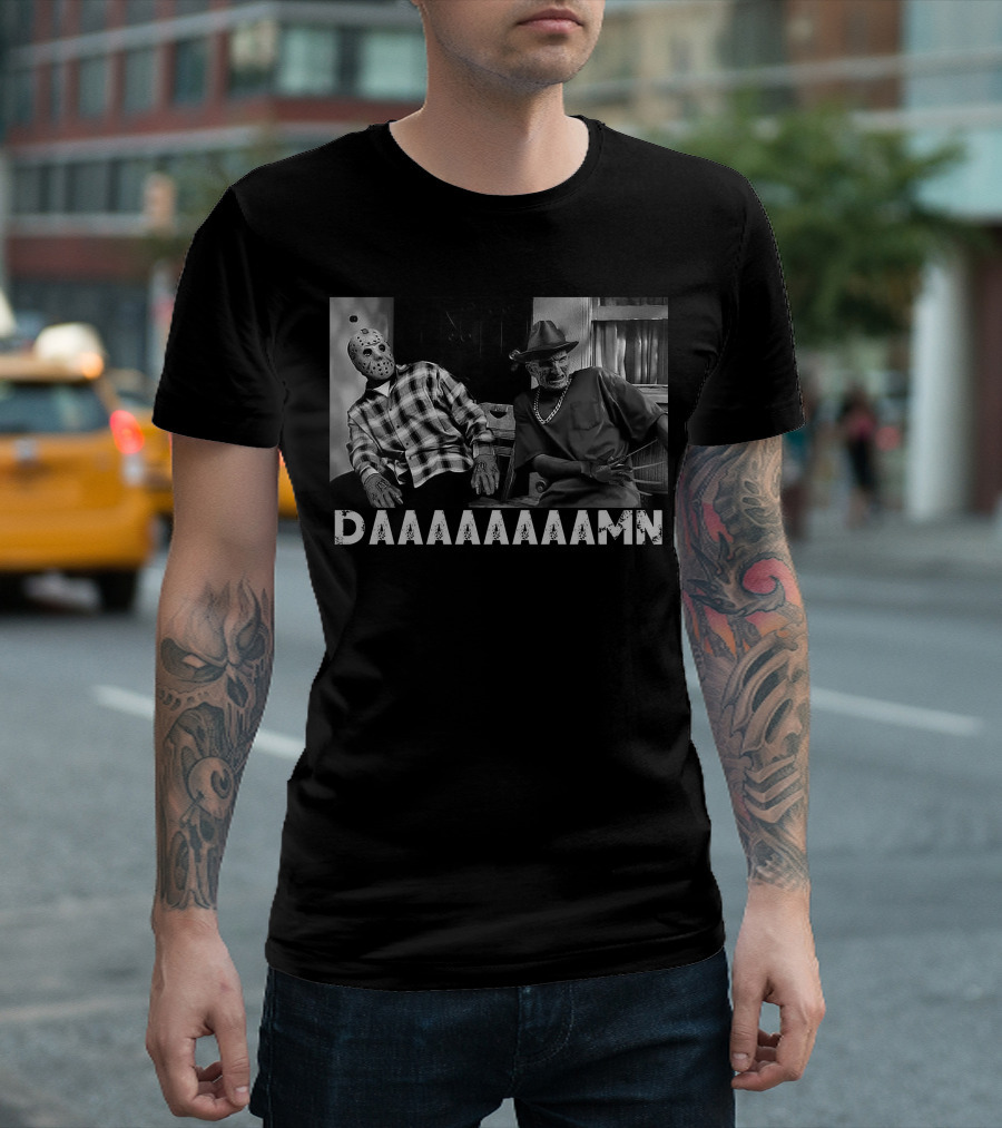 Slashers Daaaaaaamn Jason Voorhees and Freddy Krueger Reaction Scene T-Shirt