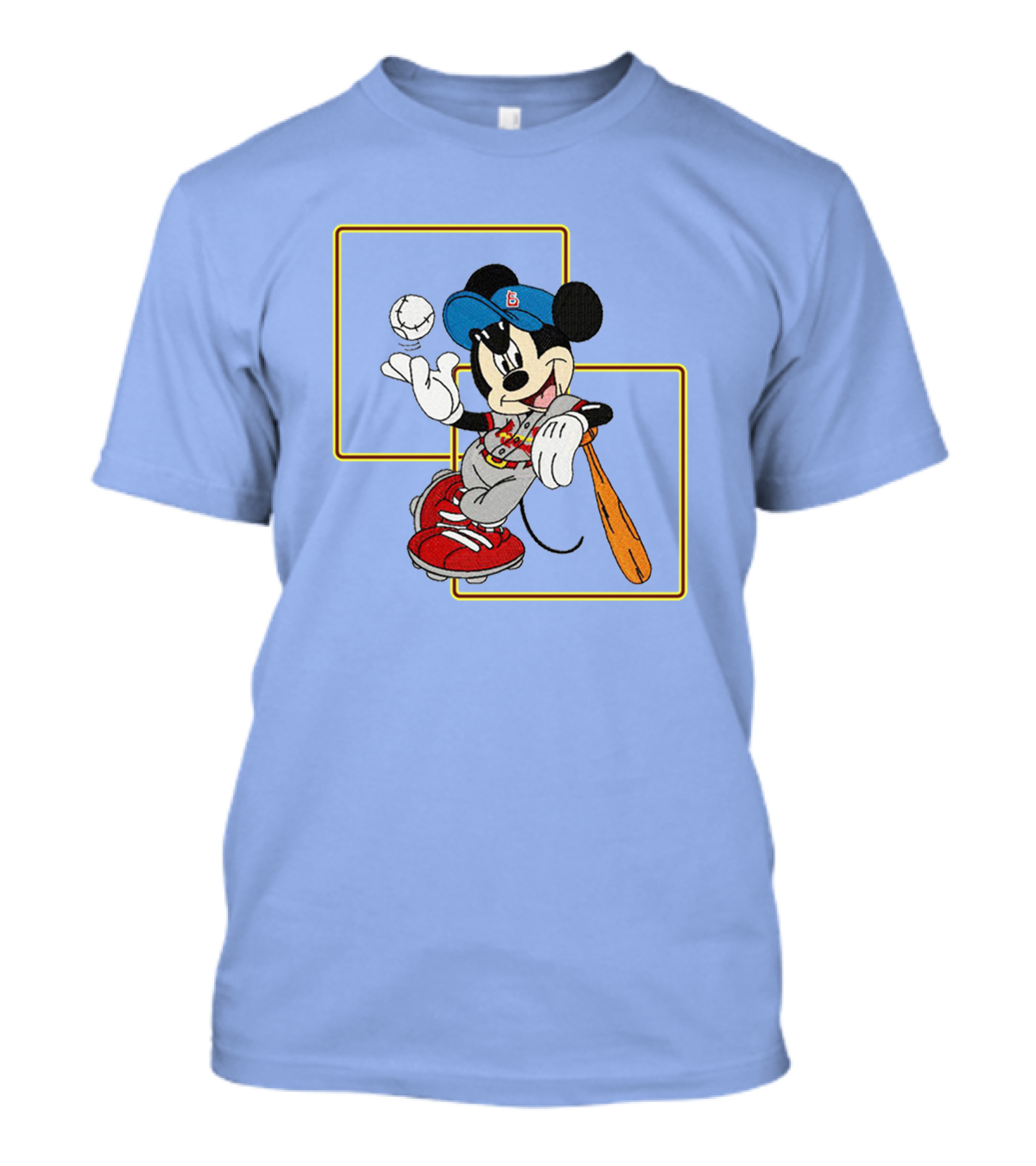 Mickey Mouse Baseball Player Blue Cap Bat And Ball Disney Classic T-Shirt