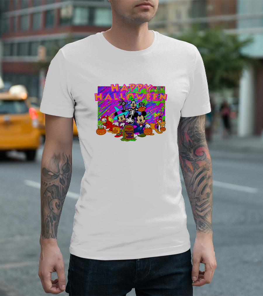 Happy Halloween Mickey Mouse and Friends Pumpkin Tombstone Party T-Shirt