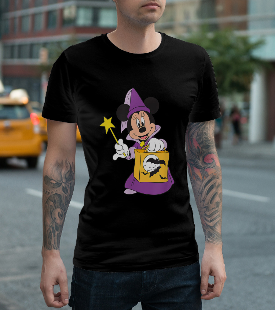 Disney Halloween Minnie Mouse Witch Costume With Magic Wand And Trick-or-Treat Bag T-Shirt