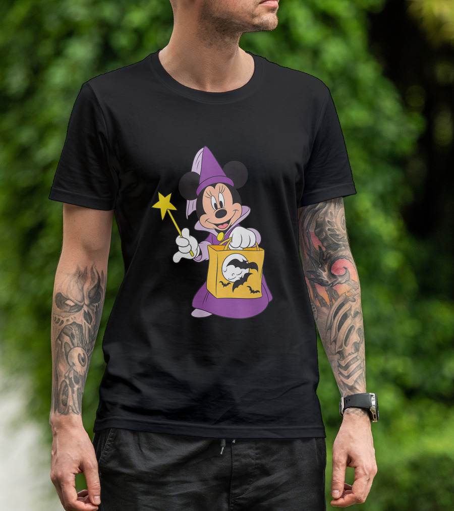 Disney Halloween Minnie Mouse Witch Costume With Magic Wand And Trick-or-Treat Bag T-Shirt