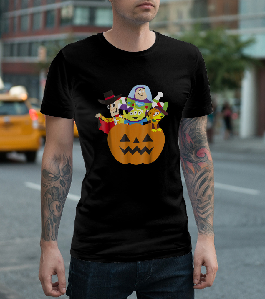 Disney Pixar Toy Story Characters in Halloween Pumpkin Costume T-Shirt