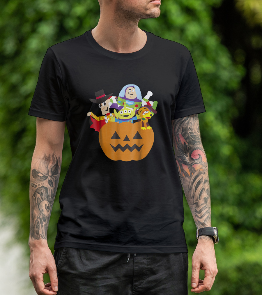 Disney Pixar Toy Story Characters In Halloween Pumpkin Costume T-Shirt