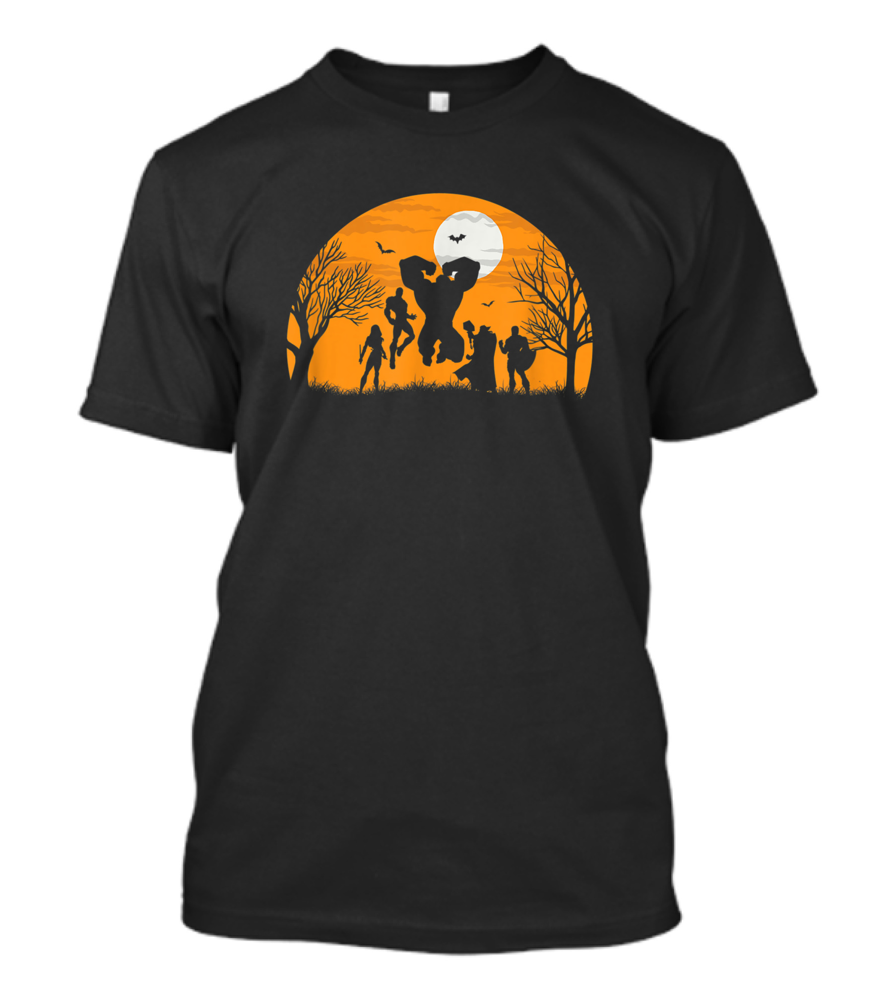 Marvel Avengers Halloween Silhouette Moon Scene T-Shirt