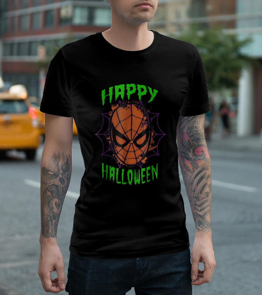Marvel Spider Man Mask Happy Halloween T-Shirt
