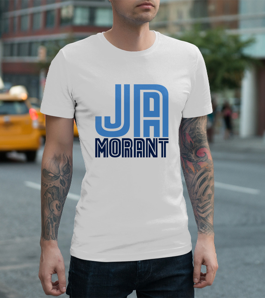 Ja Morant Memphis Basketball Blue Text T-Shirt