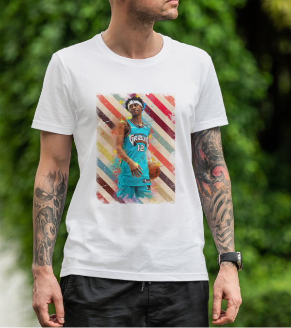 Ja Morant Grizzlies Basketball Vintage Stripes T-Shirt
