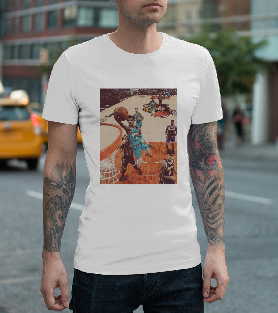 Ja Morant Funny Slam Dunk Basketball Action T-Shirt