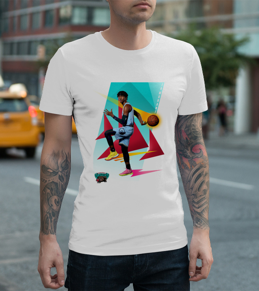 Ja Morant Memphis Grizzlies Retro Vibe Basketball Action T-Shirt