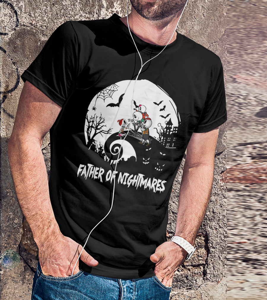 Father Of Nightmares Halloween Skeletons Spooky Scene T-Shirt