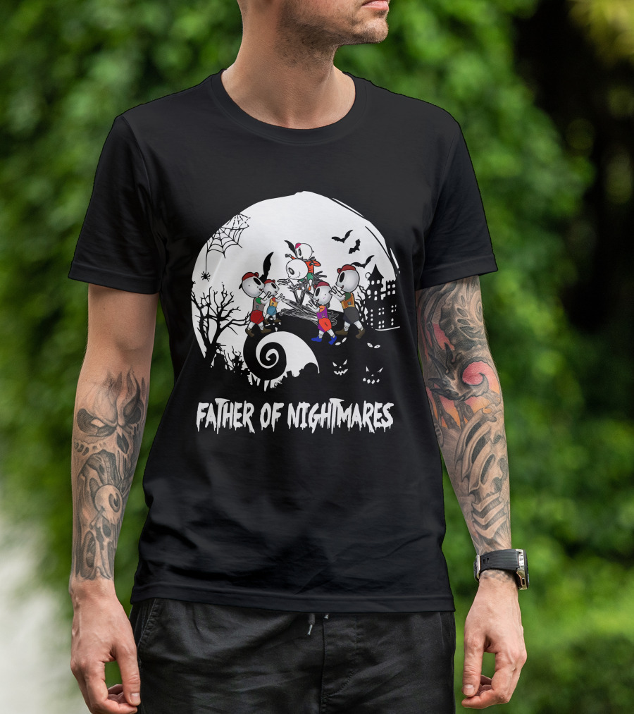 Father Of Nightmares Halloween Skeleton Kids Spooky Scene T-Shirt