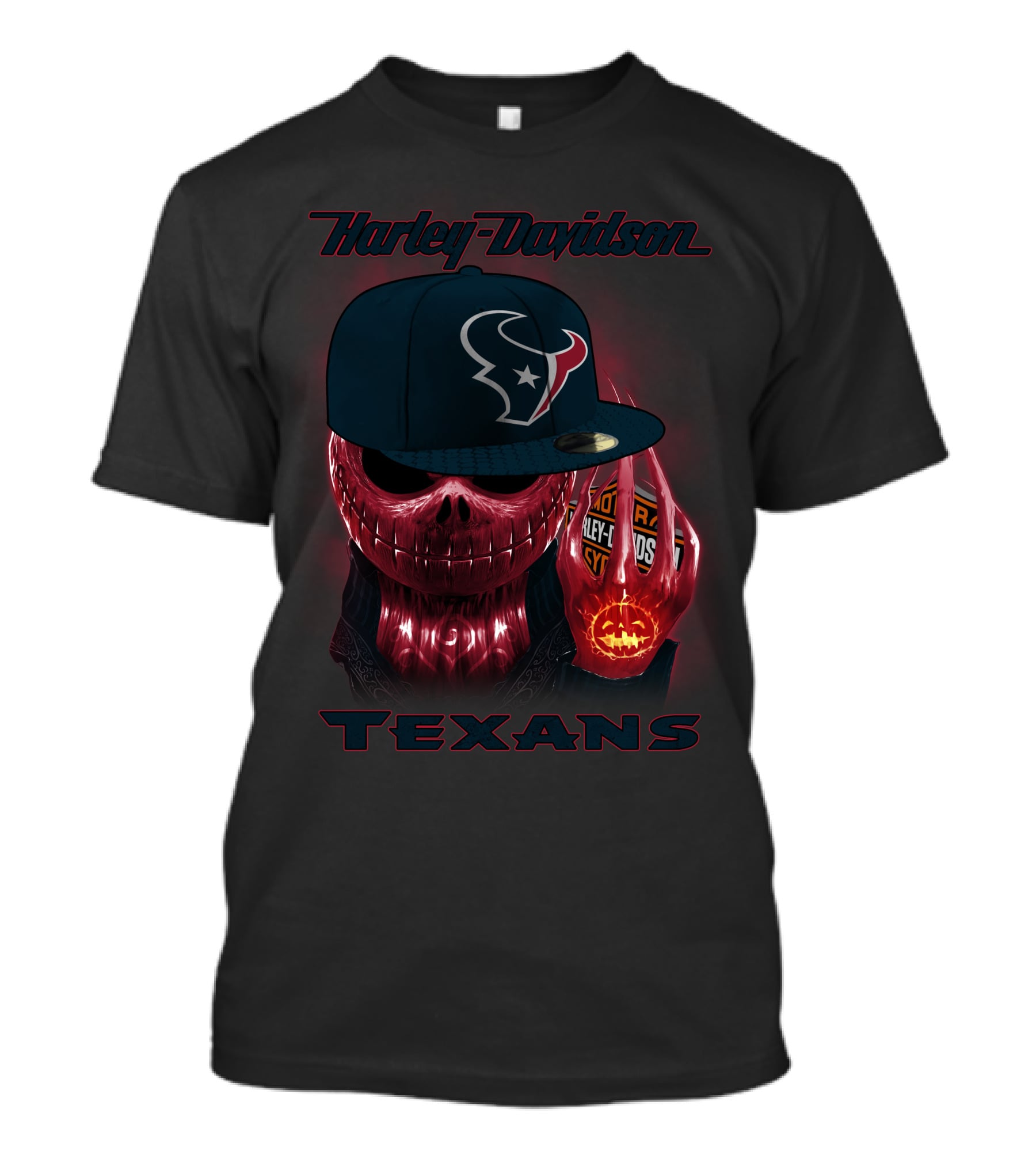 Harley Davidson Houston Texans Skulls And Cycles T-Shirt