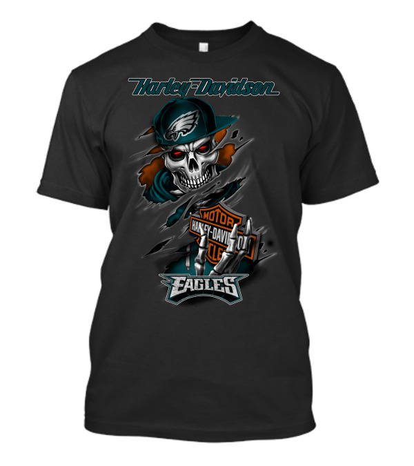 Harley Davidson Motorcycles Eagles Skull Vintage Theme T-Shirt