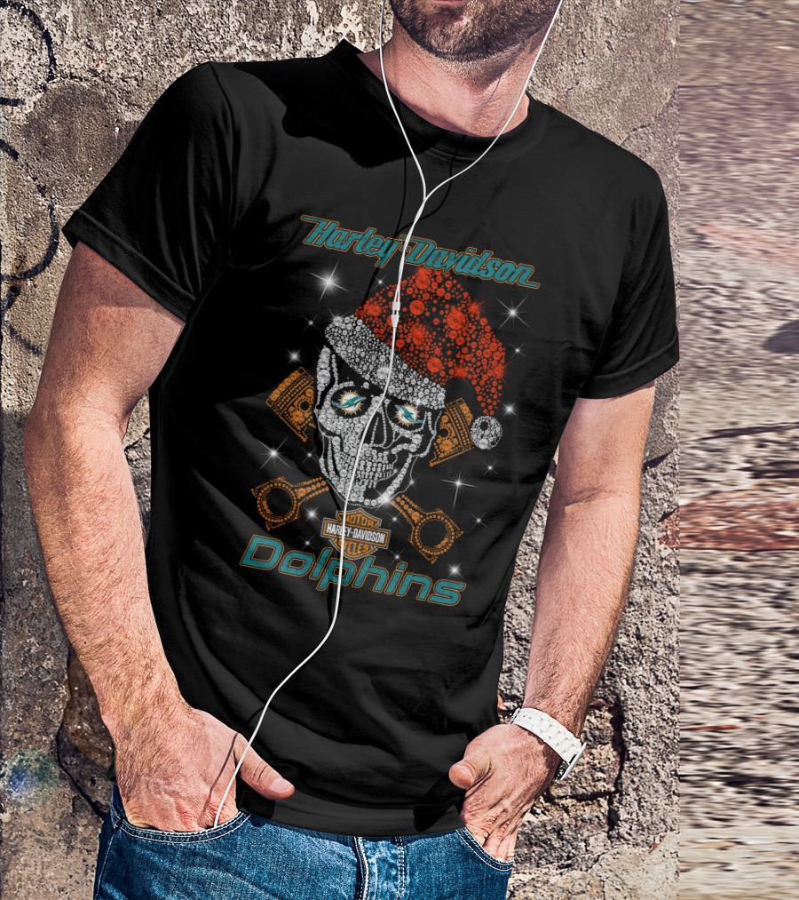 Harley Davidson Dolphins Santa Skull Artwork T-Shirt